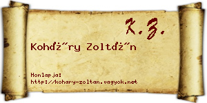 Koháry Zoltán névjegykártya