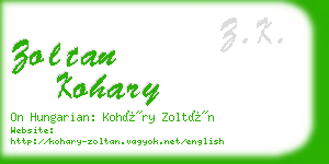 zoltan kohary business card